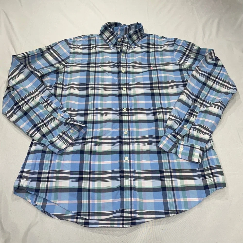 Polo Ralph Lauren Mens Large Classic Fit Performance Plaid Button Down Shirt